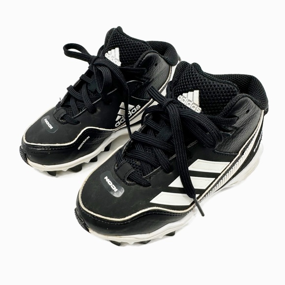Adidas Icon Baseball Cleats Kids Size 10K Black White - Picture 1 of 10